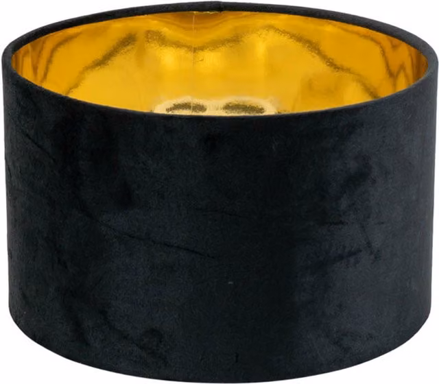 ValueLights Reni Small Cylinder Ceiling Lamp Shade in Black Velvet and Gold