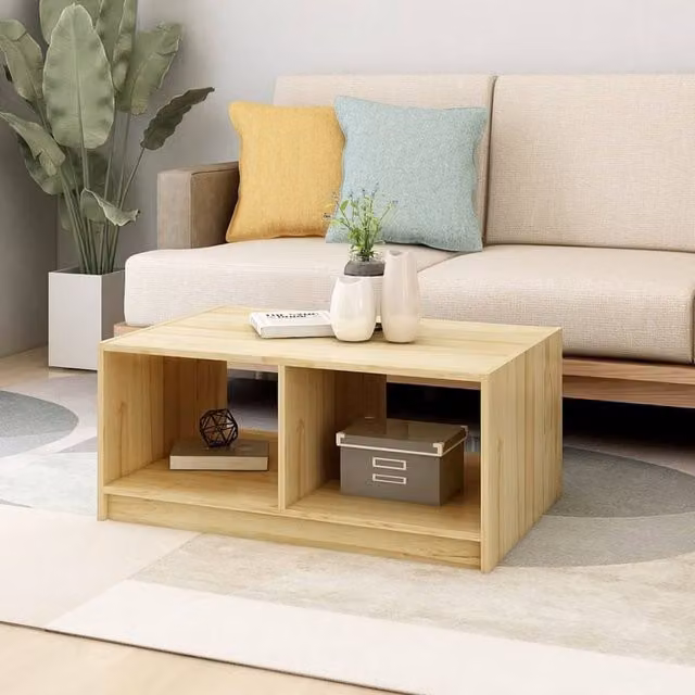 Berkfield Home Modern Rectangular Coffee Table in Light Tan Solid Pinewood, W: 75 cm, D: 50 cm, H: 33.5 cm – 1