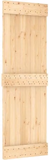 Berkfield Home Sliding Door with Hardware Set, Solid Wood and Steel, W: 70 cm, H: 210 cm