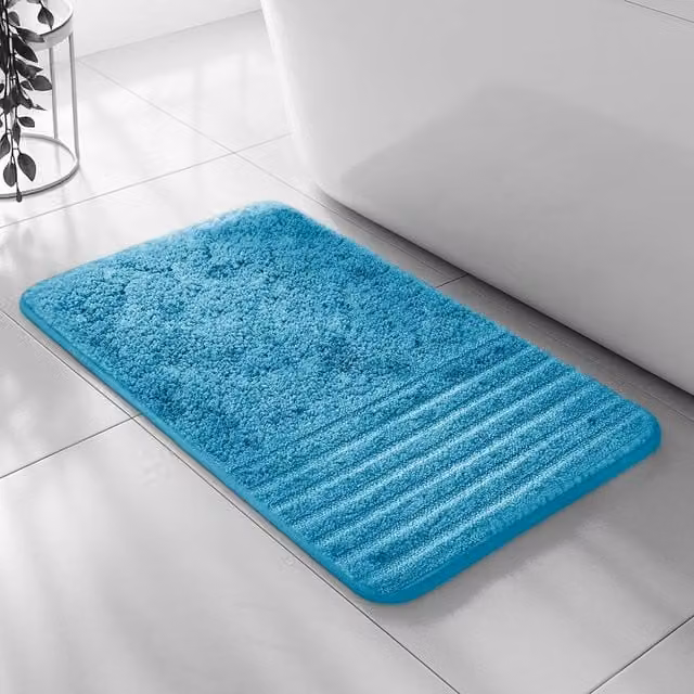 Velosso Linear Jade Green Microfibre Non-Slip Bath and Pedestal Mat, Small