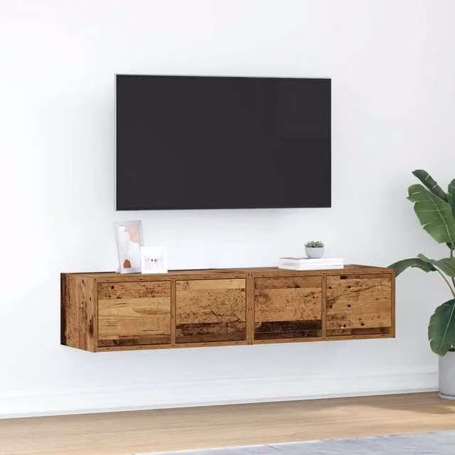 Berkfield Home Set of 2 Rustic Brown Wall Mounted TV Cabinets, W: 60 cm, D: 31 cm, H: 25.5 cm – 1