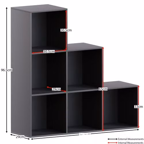 Vida Designs Durham 6 Cube Staircase Storage Unit with 3 Grey Baskets, Black – 2