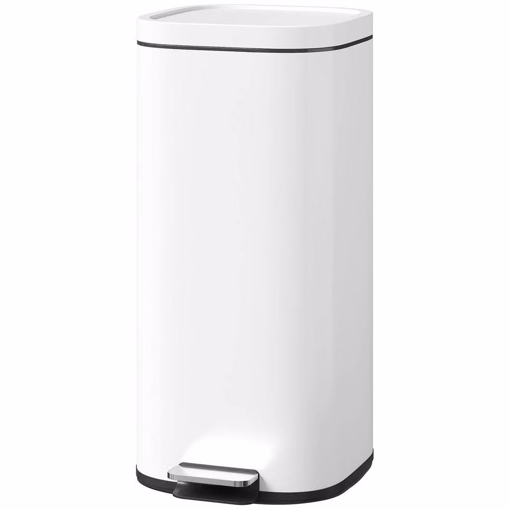STILVORA 30L Metal Pedal Bin with Soft-Close Lid and Removable Inner Bucket, White – 4