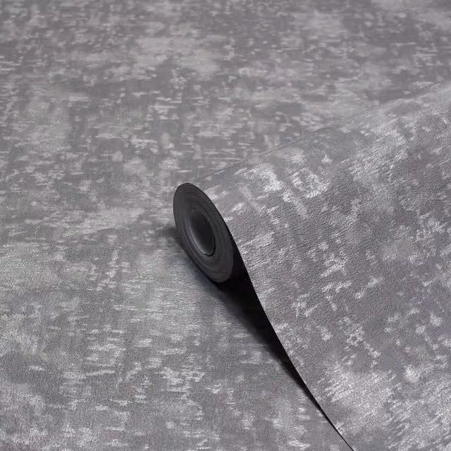 Paoletti Symphony Abstract Metallic Vinyl Wallpaper in Anthracite Grey – 1
