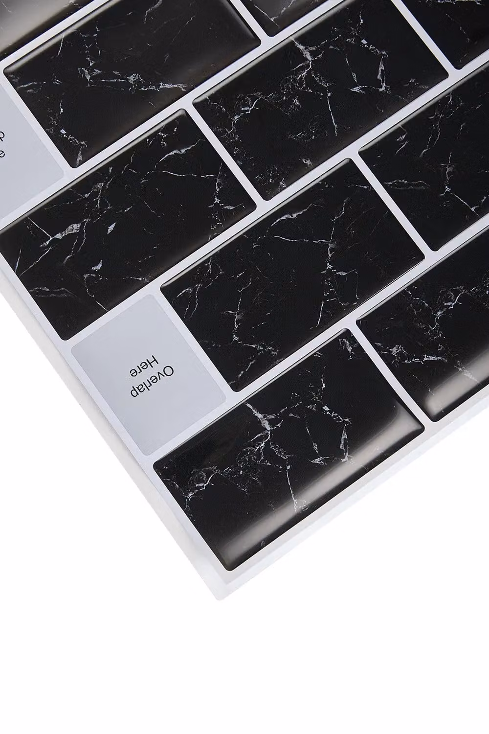 Living and Home 10 Pcs Nero Marquina Black Marble 3D Peel and Stick Subway Wall Tile Stickers – 6