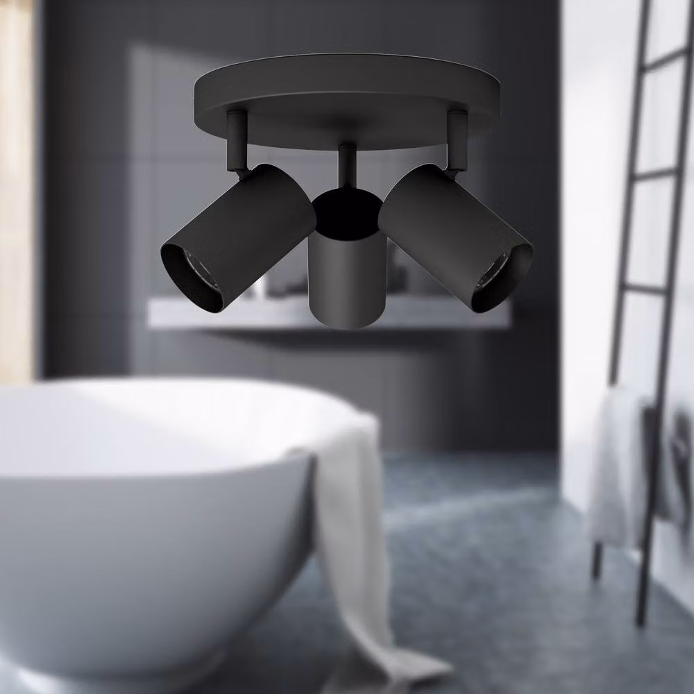 First Choice Lighting Eden Black Round Adjustable 3 Light Bathroom Spotlight – 3