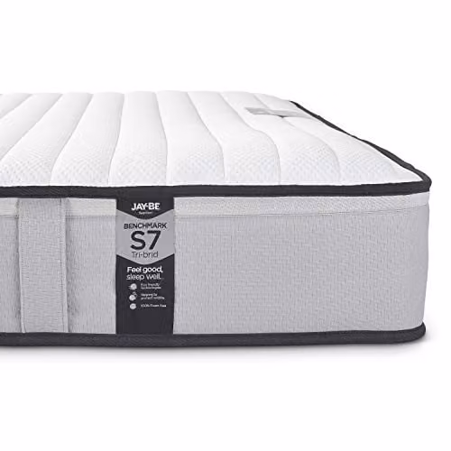 Jay-Be Benchmark S7 Tri-brid Hybrid Mattress, White, W/D/H: 150 x 200 x 21 cm