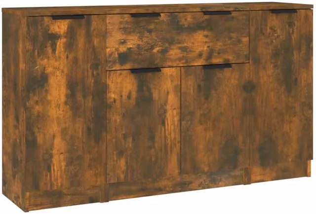 Berkfield Home 3-Piece Smoked Oak Sideboard Set in Brown Engineered Wood