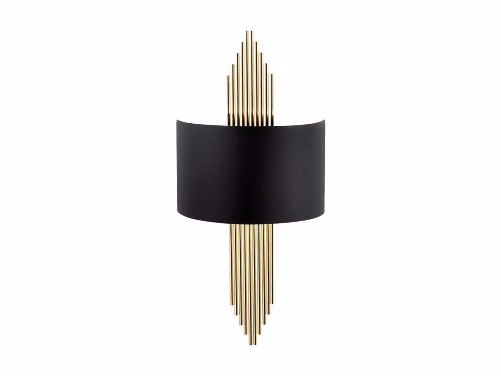 Vente-unique Set of 2 Art Deco Metal Wall Lights in Black and Gold/Brass, W: 22 cm, H: 75 cm – 4