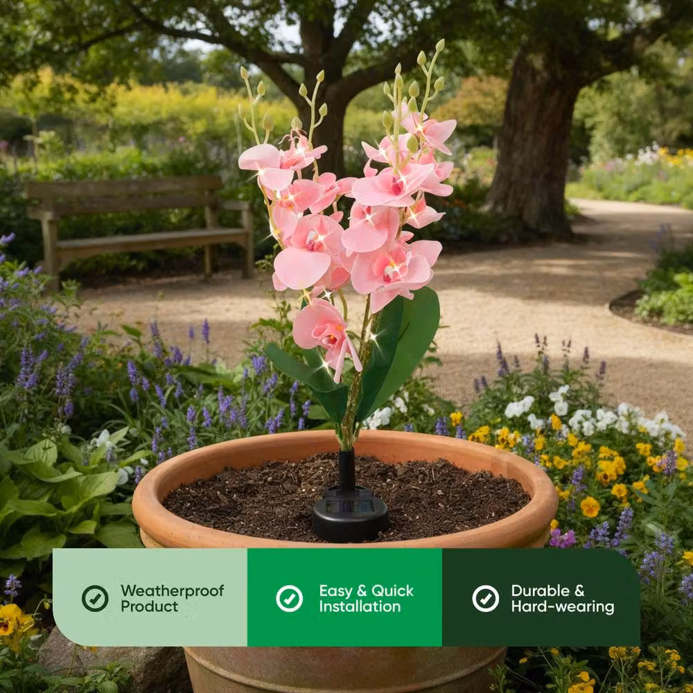 Gardenwize Solar Orchid Stake Light with 30 LED in Pink and Multicolour – 2