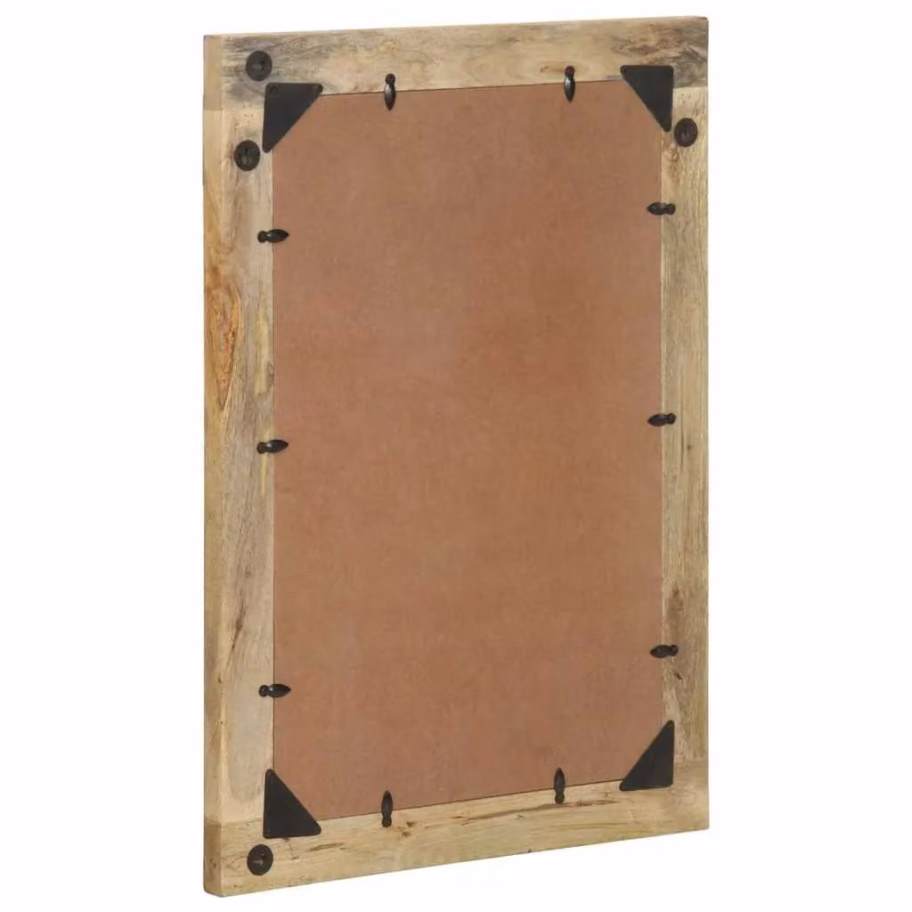Berkfield Home Rectangular Bathroom Wall Mirror in Brown, Solid Mango Wood and Glass, W: 50 cm, H: 70 cm – 3
