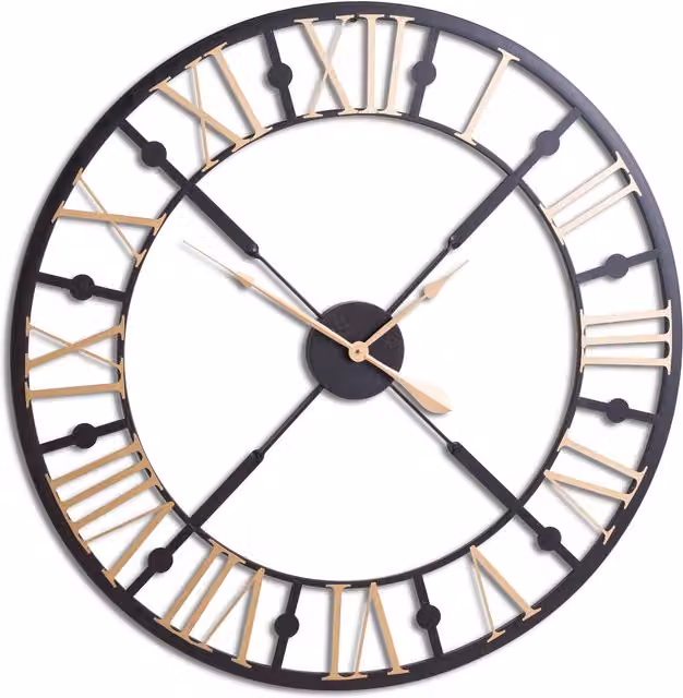 Love Lace Black and Gold Metal Skeleton Wall Clock – 1