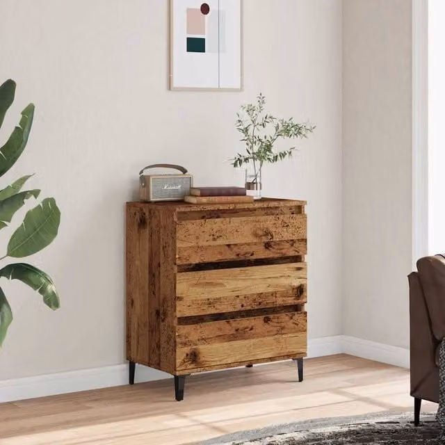 Berkfield Home Rustic Old Wood Sideboard in Brown, W/D/H: 60 x 35 x 70 cm – 1