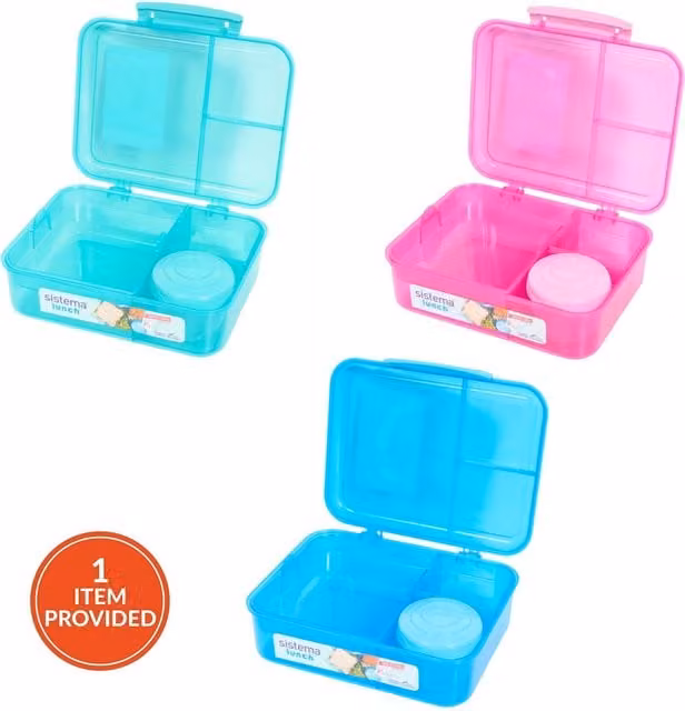Sistema Multicolour Bento Lunch Box with Compartments, Leakproof and Microwave Safe