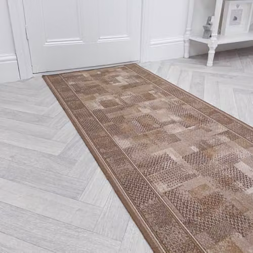 runrug Loop Pile Hallway Runner Rug in Brown, W: 80 cm, L: 150 cm – 1