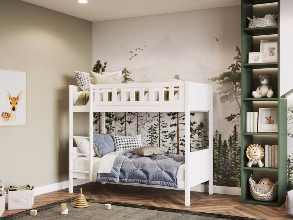Flair Bea Shorty Bunk Bed in White, Solid Pine Wood for Children, H 155.8 x W 88.7 x D 88.7 cm – 2