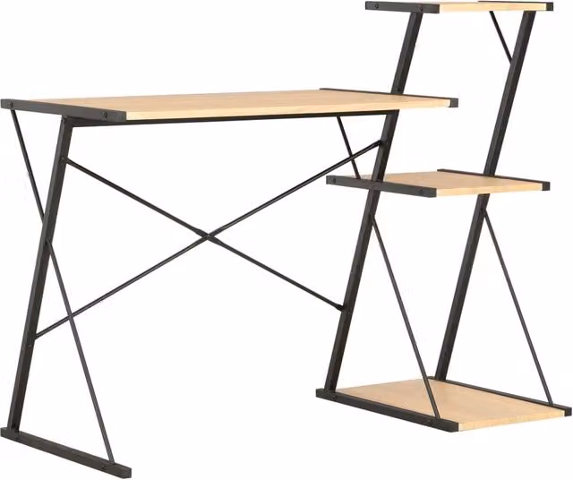 Berkfield Home Modern Writing Desk with Shelf in Black and Oak, W/D/H: 116 x 50 x 93 cm