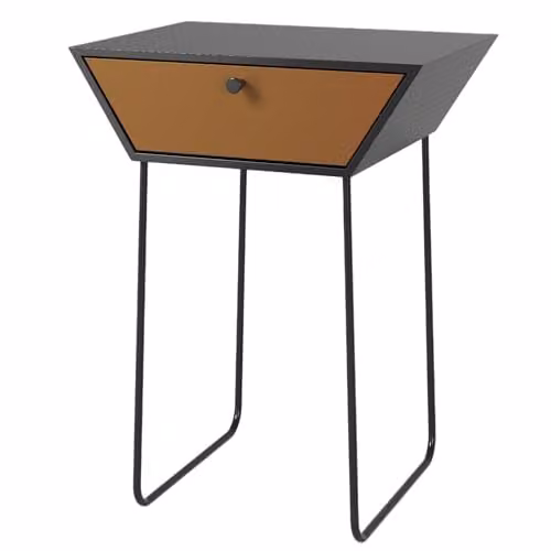 Core Products Apollo 1-Drawer Metal Bedside Cabinet in Black and Bronze with Lacquered Finish – 1