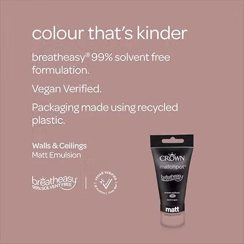 Crown Walls & Ceilings Dusky Pink Matt Paint Tester Sample 40ml – 2