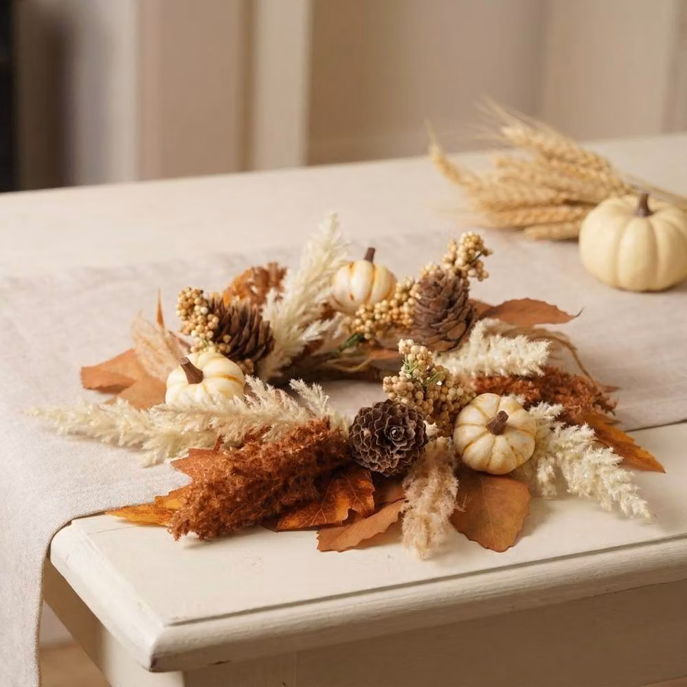 Garden Greatness Rustic Autumnal Decorative Mini Wreath in Brown and Orange, Diameter: 25.0 cm – 2