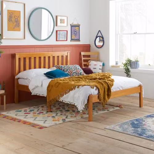 Birlea Denver King Size Solid Pine Bed Frame in Brown Lacquered Wood – 2