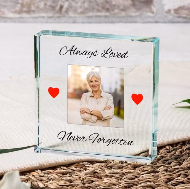 Uniqueful Personalised Always Loved Glass Token Sympathy Gift in Transparent and Beige