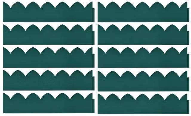 Berkfield Home Green Plastic Lawn Edgings, 10 Pieces, W: 65 cm, H: 15 cm