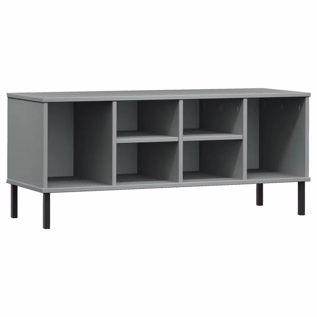 Berkfield Home OSLO Solid Wood Shoe Rack with Metal Legs, Grey, W/D/H: 106 x 35 x 45 cm – 2