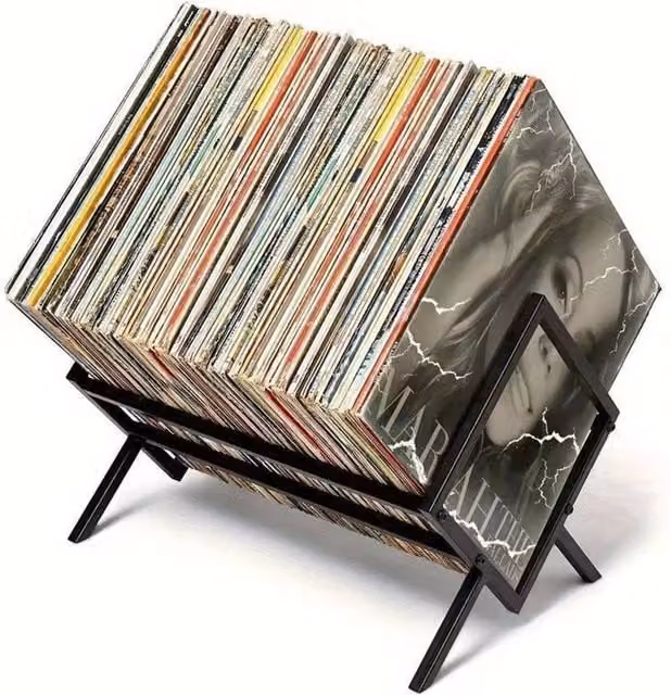 Nordara Black Metal Vinyl Record Storage Display Rack