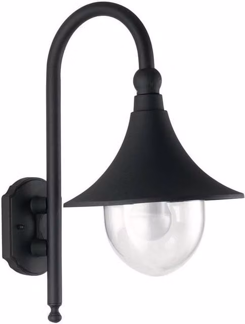 Netlighting PAVIA Outdoor Dome Wall Light in Black, IP44, W/D/H: 26 x 48 x 34 cm