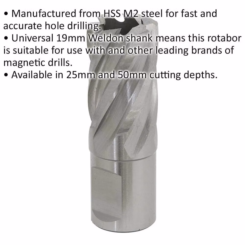 Loops Rotabor M2 Steel Annular Metal Core Drill Cutter, Silver, 21 mm Diameter, 25 mm Depth, 19 mm Shank – 2