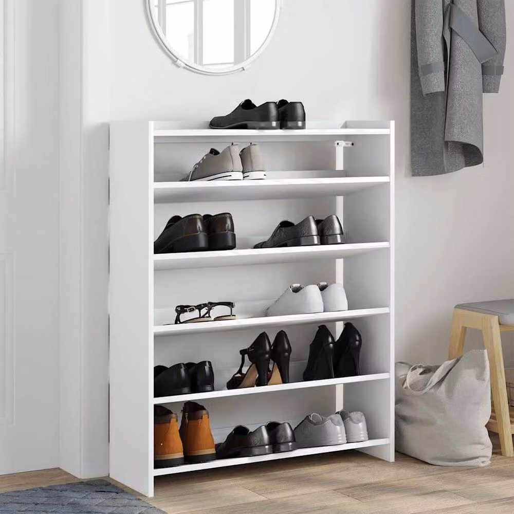 Berkfield Home White MDF Shoe Rack, W/D/H: 80 x 25 x 100 cm – 3