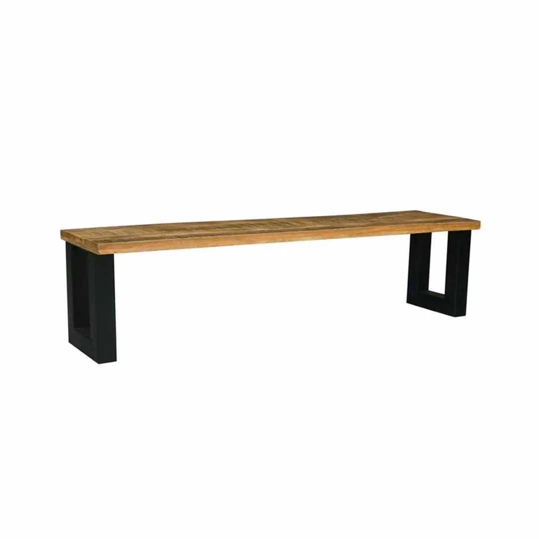 Jaipur Furniture Ltd Induse Mango Wood and Iron Bench in Brown and Black, W140 x D44 x H45 cm – 2