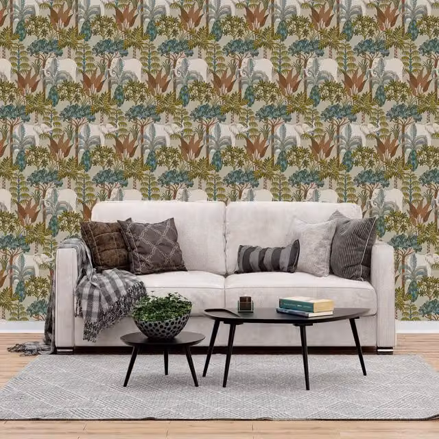 Grandeco Malawi Forest Animals Wallpaper in Multicolour and Red
