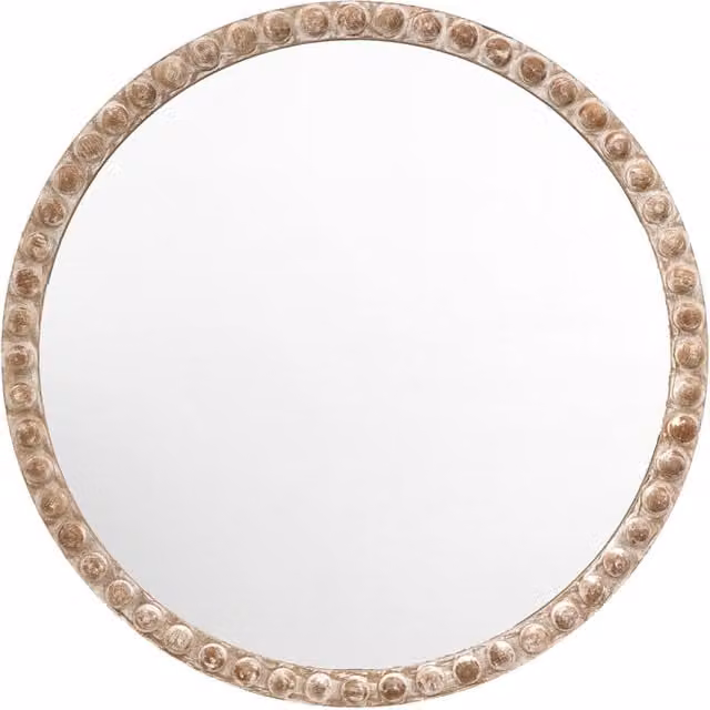 Gallery Direct Millbrook Large Round Wooden Wall Mirror in Natural Brown