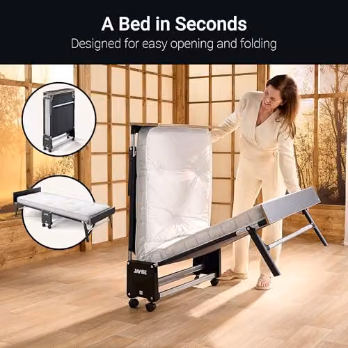 Jay-Be Grand 80cm Folding Guest Bed with Pocket Sprung Mattress, Black, W/D/H: 80 x 190 x 24 cm – 5