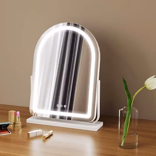 HOMCOM LED Vanity Dressing Table Mirror in White, W/H: 33 x 44.5 cm – 1