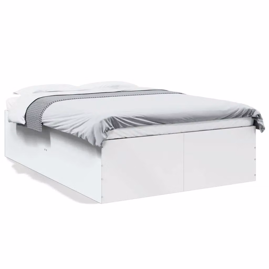 Berkfield Home Modern Small Double Bed Frame in White, W/D/H: 120 x 200 cm – 2