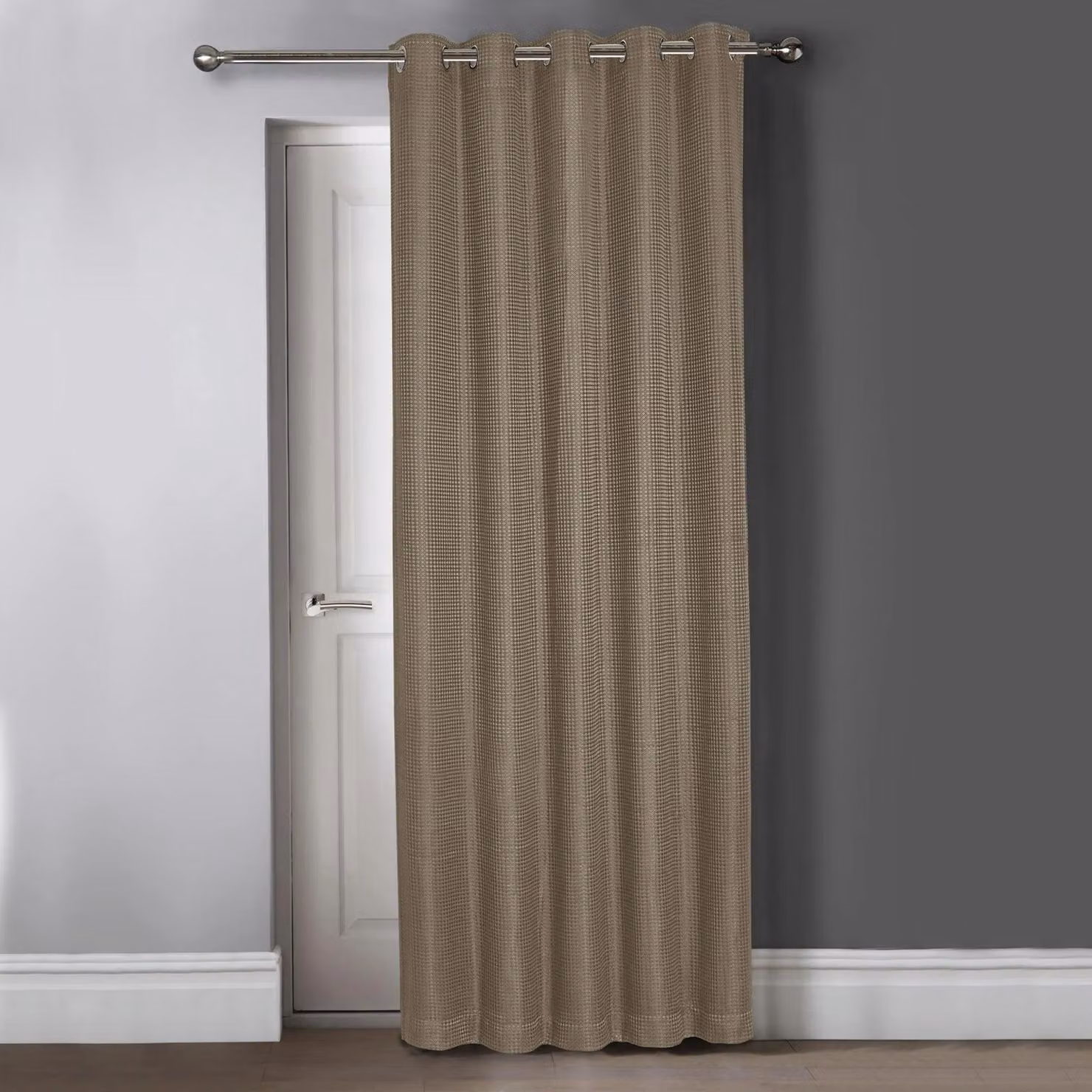 Velosso Waffle Ring Top Door Curtain in Beige, Width: 117 cm, Drop: 214 cm – 2