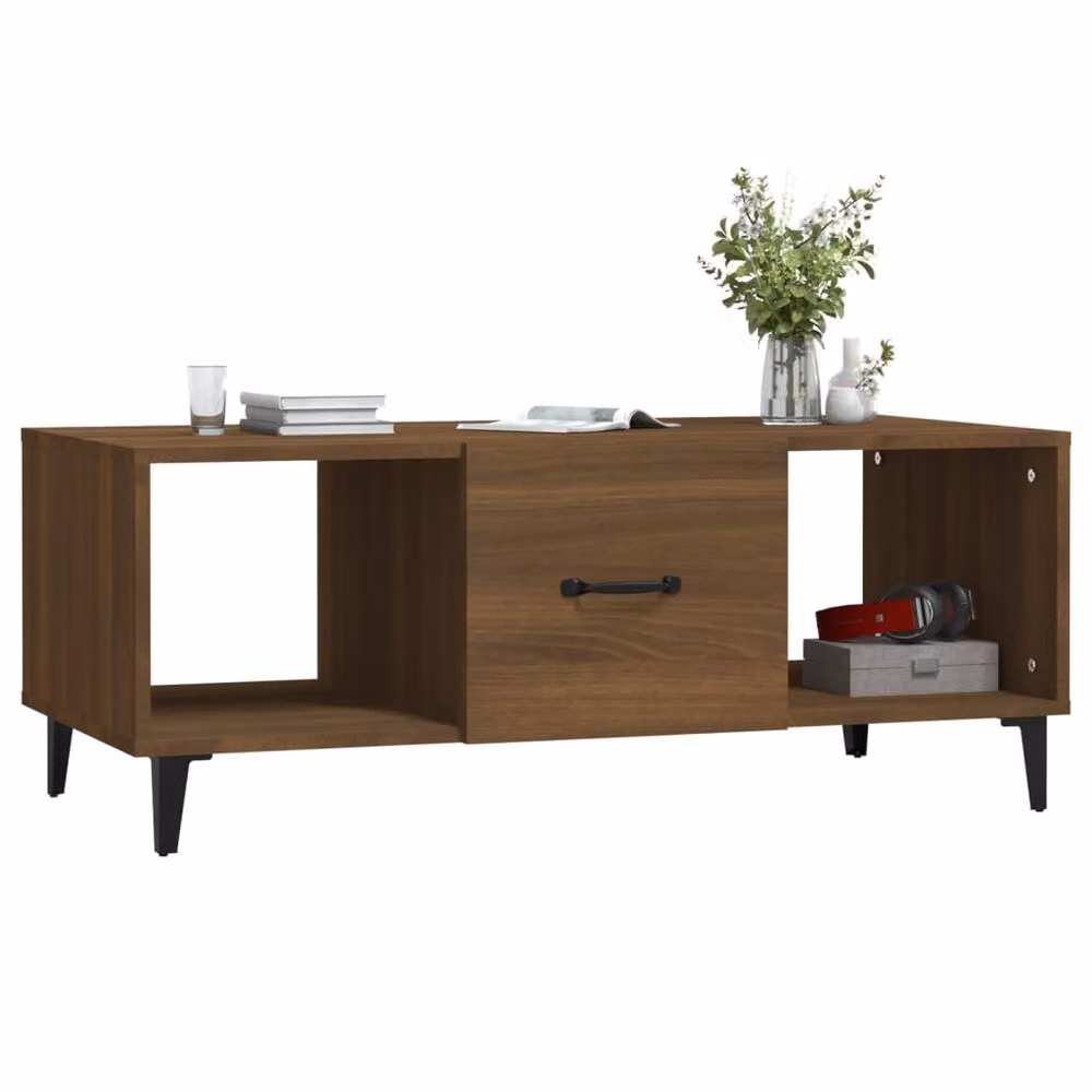 Berkfield Home Brown Oak Coffee Table, W: 102 cm, D: 50 cm, H: 40 cm – 3