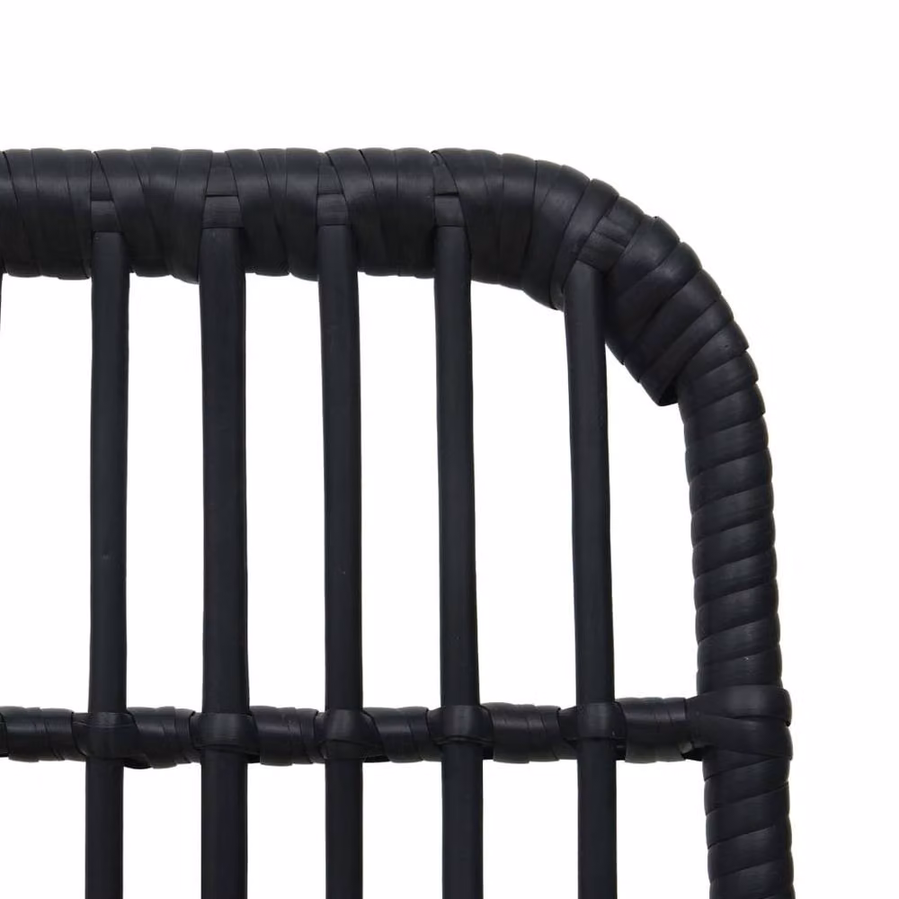Berkfield Home 3 Piece Poly Rattan Bistro Set in Black with Glass Top – 2