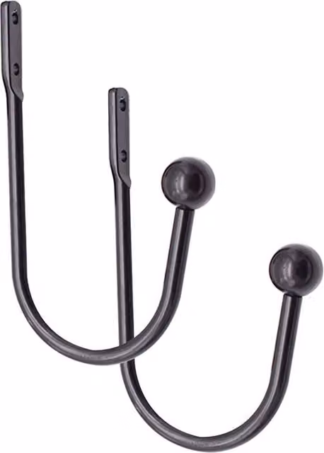 PAWNORA Black U Shape Window Curtain Hold Back Hooks, Pack of 2