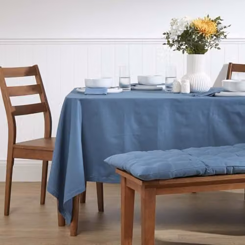 Homescapes Plain Blue Cotton Cloth Napkins, Set of 4, W/D/H: 45 x 45 x 45 cm – 3