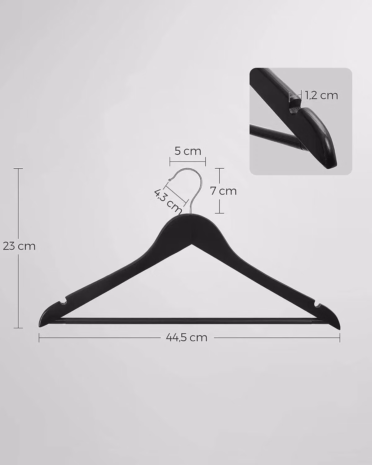 SONGMICS Set of 10 Black Wooden Hangers with Non-Slip Bar and Notches – 2
