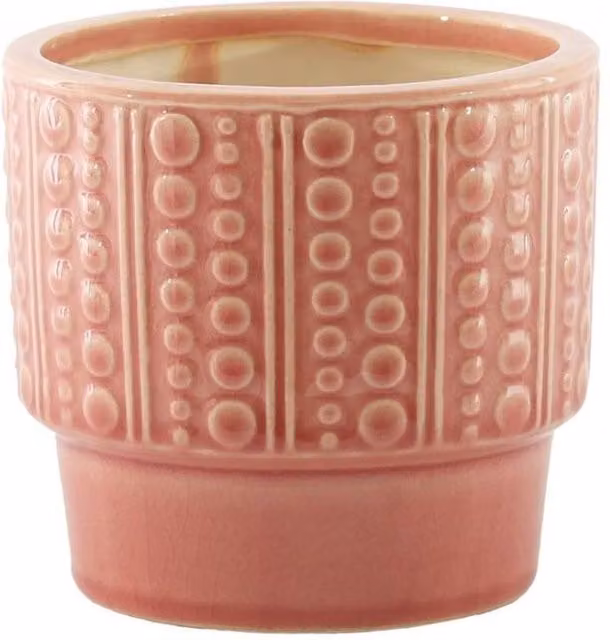 KDMD Hortus Salmon Pink Warwick Dimple Ceramic Planter Pot H: 21.5 cm, Dia: 22 cm – 1