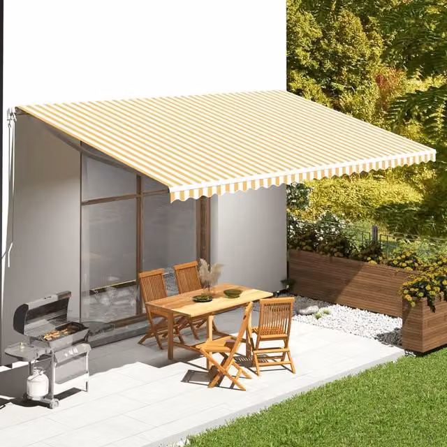 Berkfield Home Replacement Awning Fabric in Yellow and White, Polyester, W/D: 6 x 3.5 m