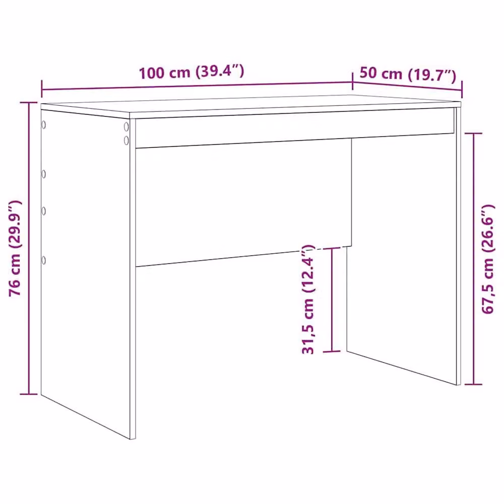 Berkfield Home Writing Desk in Black Oak, W/D/H: 100 x 50 x 76 cm – 6