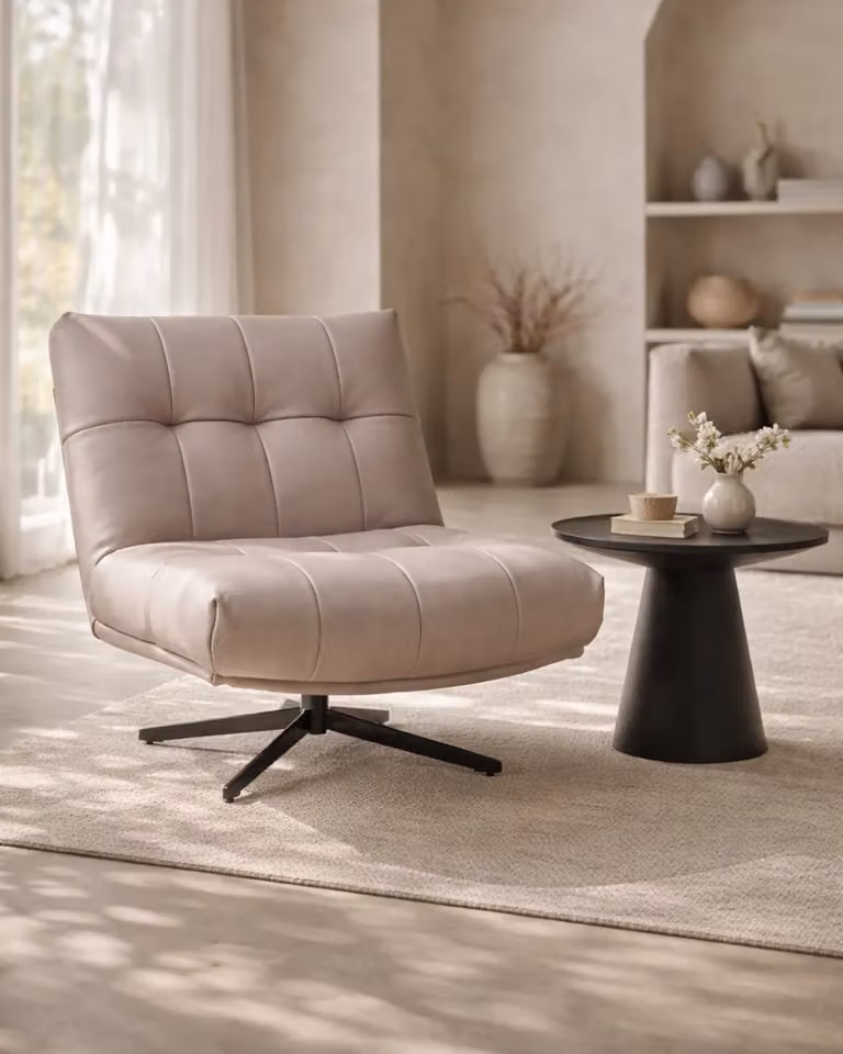 Tommy Franks Cesola Swivel Chair in Beige Synthetic Leather