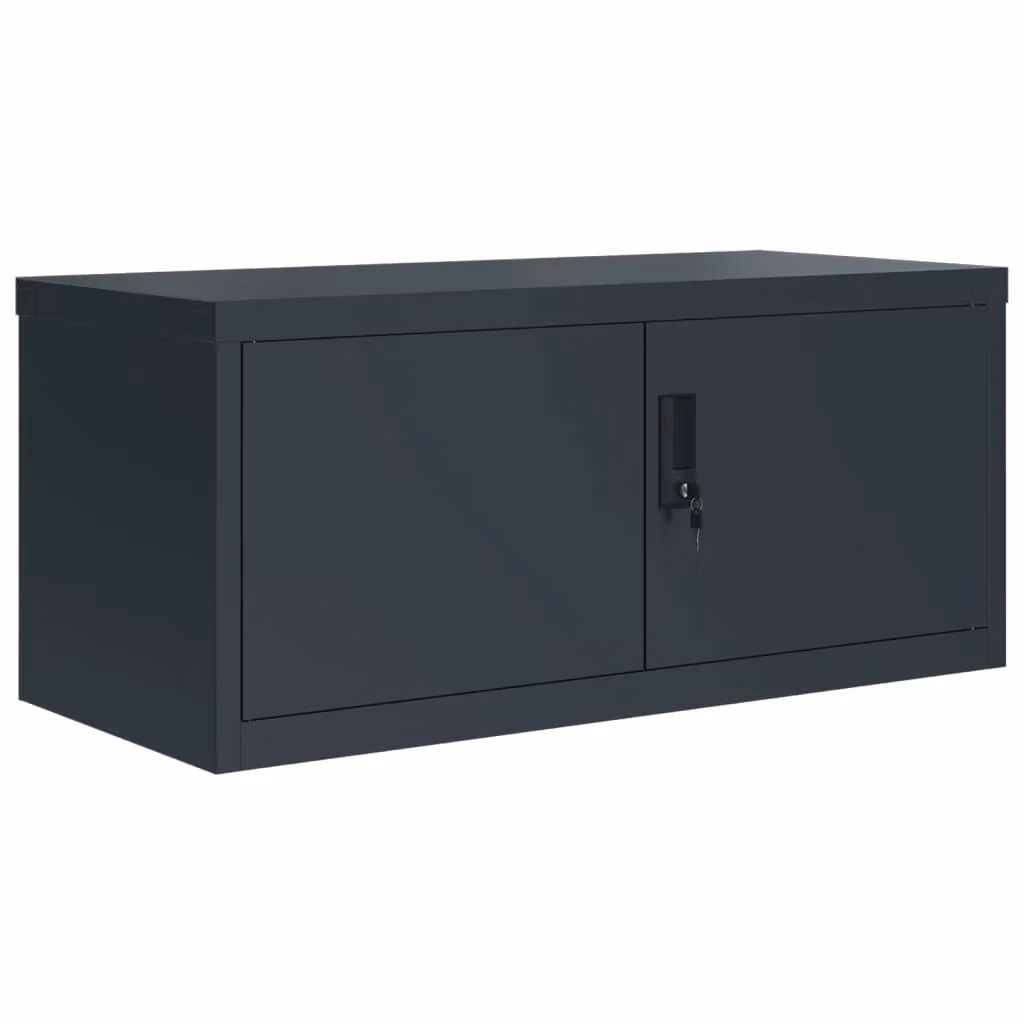Berkfield Home Anthracite Metal File Cabinet with Hinged Doors and Lock, W/D/H: 90 x 40 x 40 cm – 1