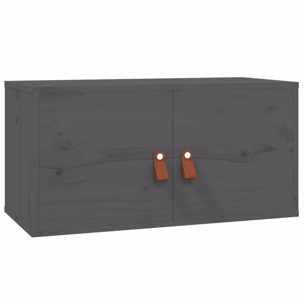 Berkfield Home Set of 2 Rustic Grey Solid Wood Pine Wall Cabinets, W: 60 cm, D: 30 cm, H: 30 cm – 3